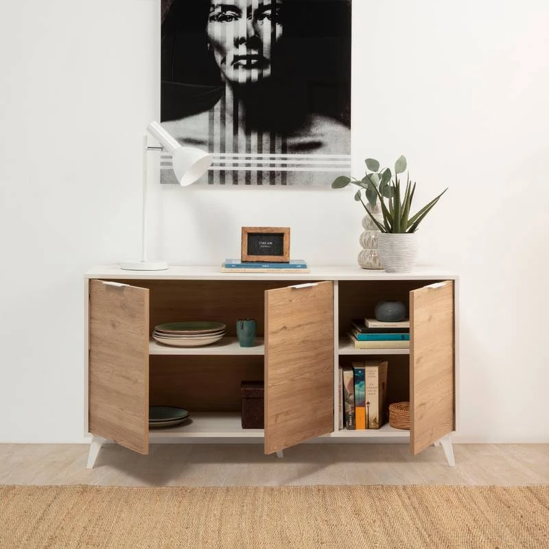 Buffet 3 Portes Koln Blanc Et Bois 3 Buffet 3 Portes Koln Blanc Et Bois – Image 3