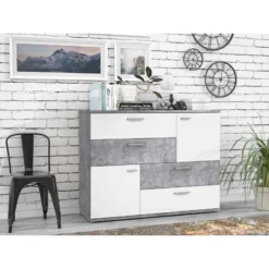 Commode 2 Portes 4 Tiroirs - DEST -Pas Cher Vidaxl Magasin beebdf47a53b4bf0a36f2df8e5641e3e