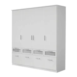 Armoire à Portes Battantes Bochum -Pas Cher Vidaxl Magasin bochum drehtuerenschrank kombischrank alpinweiss absetzungen milchglas 1262576