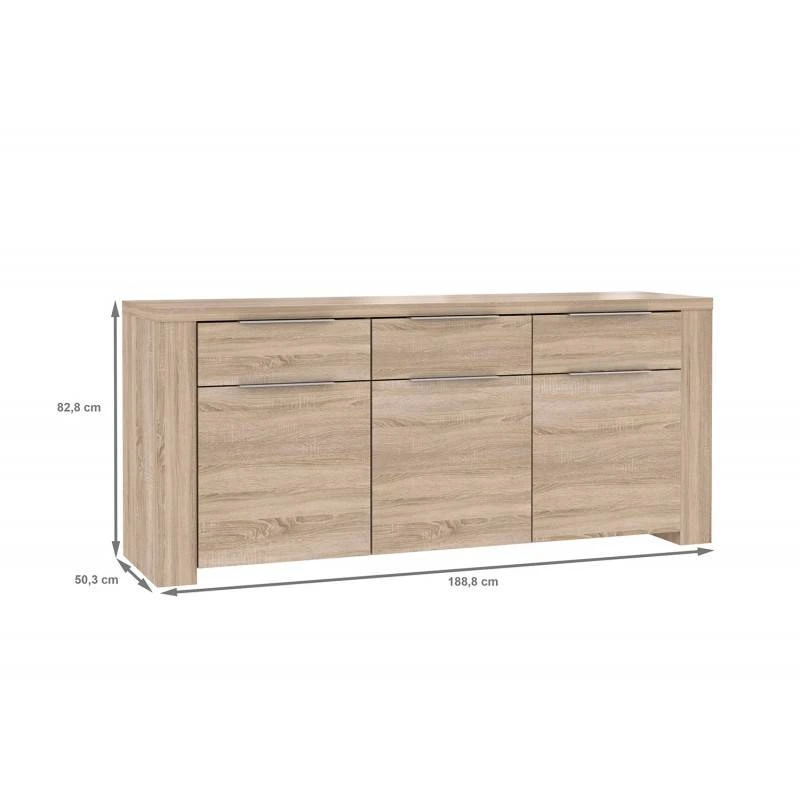 Bahut 3 Portes Aspect Chêne Clair 4 Bahut 3 Portes Aspect Chêne Clair – Image 4