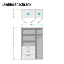 Armoire à Portes Battantes Homburg I -Pas Cher Vidaxl Magasin drehtuerenschrank homburg 136 cm 3 tuerig 1 spiegeltuer 3690149
