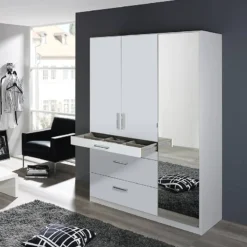 Armoire à Portes Battantes Homburg I -Pas Cher Vidaxl Magasin drehtuerenschrank homburg alpinweiss 136 cm 3 tuerig mit spiegeltuer en 4478644