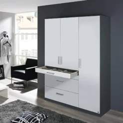 Armoire Homburg II -Pas Cher Vidaxl Magasin drehtuerenschrank homburg ii graumetallic 136 cm 3 tuerig ohne spiegeltuer en 4478364