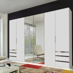 Armoire à Portes Battantes Level 36A -Pas Cher Vidaxl Magasin drehtuerenschrank level 36a alpinweiss 300 cm 6 tuerig 216 cm mit spiegeltuer en 4908944