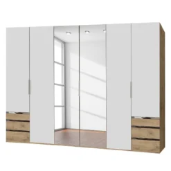 Armoire à Portes Battantes Level 36A -Pas Cher Vidaxl Magasin drehtuerenschrank level 36a alpinweiss plankeneiche dekor 300 cm 6 tuerig 216 cm mit spiegeltuer en 4915736
