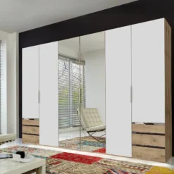 Armoire à Portes Battantes Level 36A -Pas Cher Vidaxl Magasin drehtuerenschrank level 36a alpinweiss plankeneiche dekor 300 cm 6 tuerig 216 cm mit spiegeltuer en 4915740