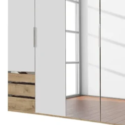 Armoire à Portes Battantes Level 36A -Pas Cher Vidaxl Magasin drehtuerenschrank level 36a alpinweiss plankeneiche dekor 300 cm 6 tuerig 216 cm mit spiegeltuer en 4915748