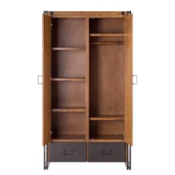 Armoire Manchester II -Pas Cher Vidaxl Magasin garderobenschrank manchester akazie teilmassiv akazie akazie anthrazit 110 cm 2 tuerig 4874976