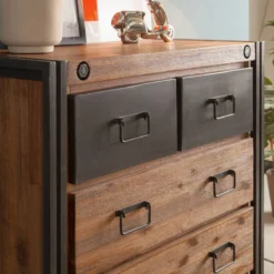 Buffet MANCHESTER 5 Tiroirs -Pas Cher Vidaxl Magasin kommode manchester ii akazie massiv metall 4876428