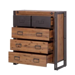 Buffet MANCHESTER 5 Tiroirs -Pas Cher Vidaxl Magasin kommode manchester ii akazie massiv metall 4876432