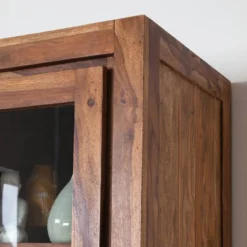 Vitrine OHIO A -Pas Cher Vidaxl Magasin vitrinenschrank ohio sheesham massiv 4257536